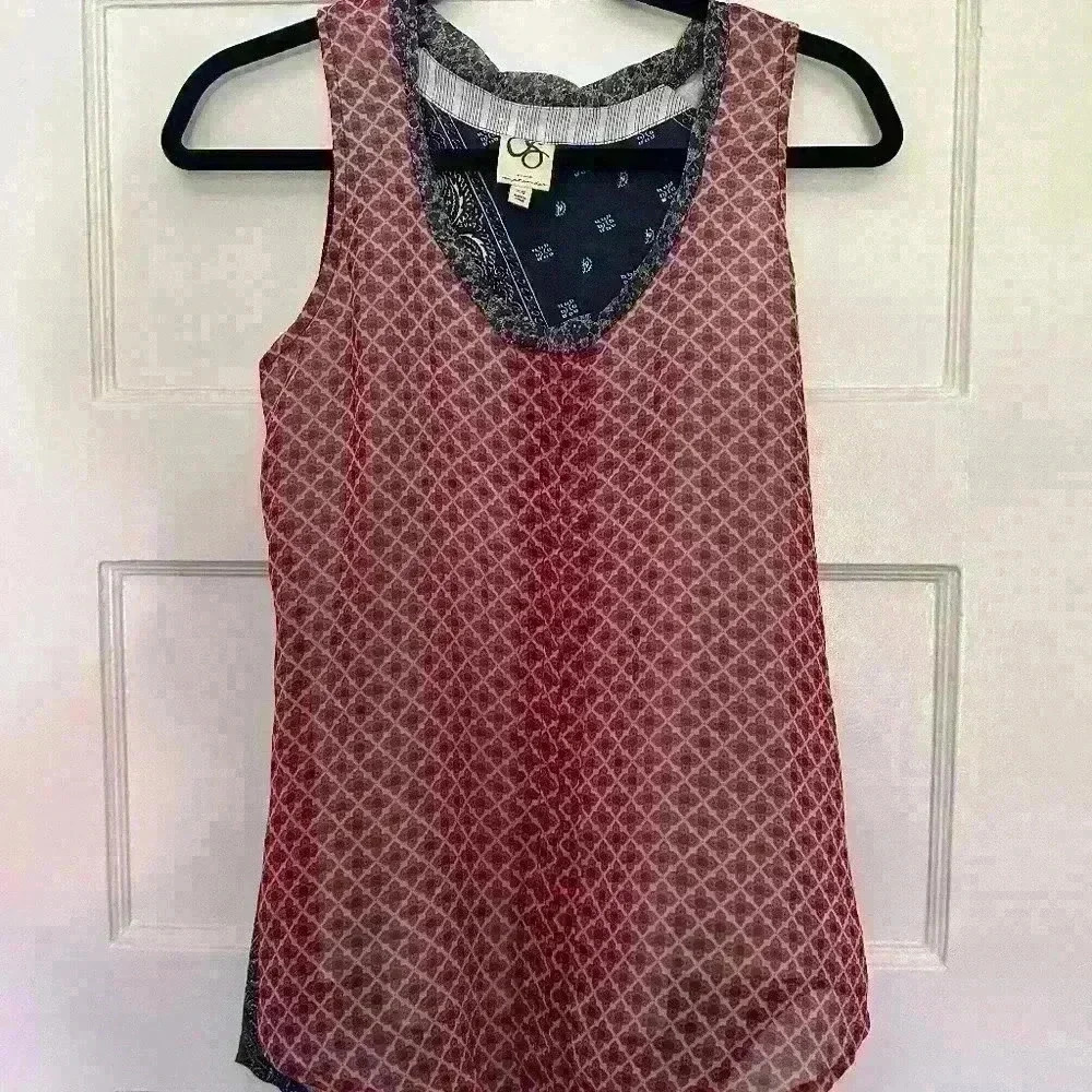 Anthropologie One September Bandana Tank Top - Red Blue- Size XS- Preowned